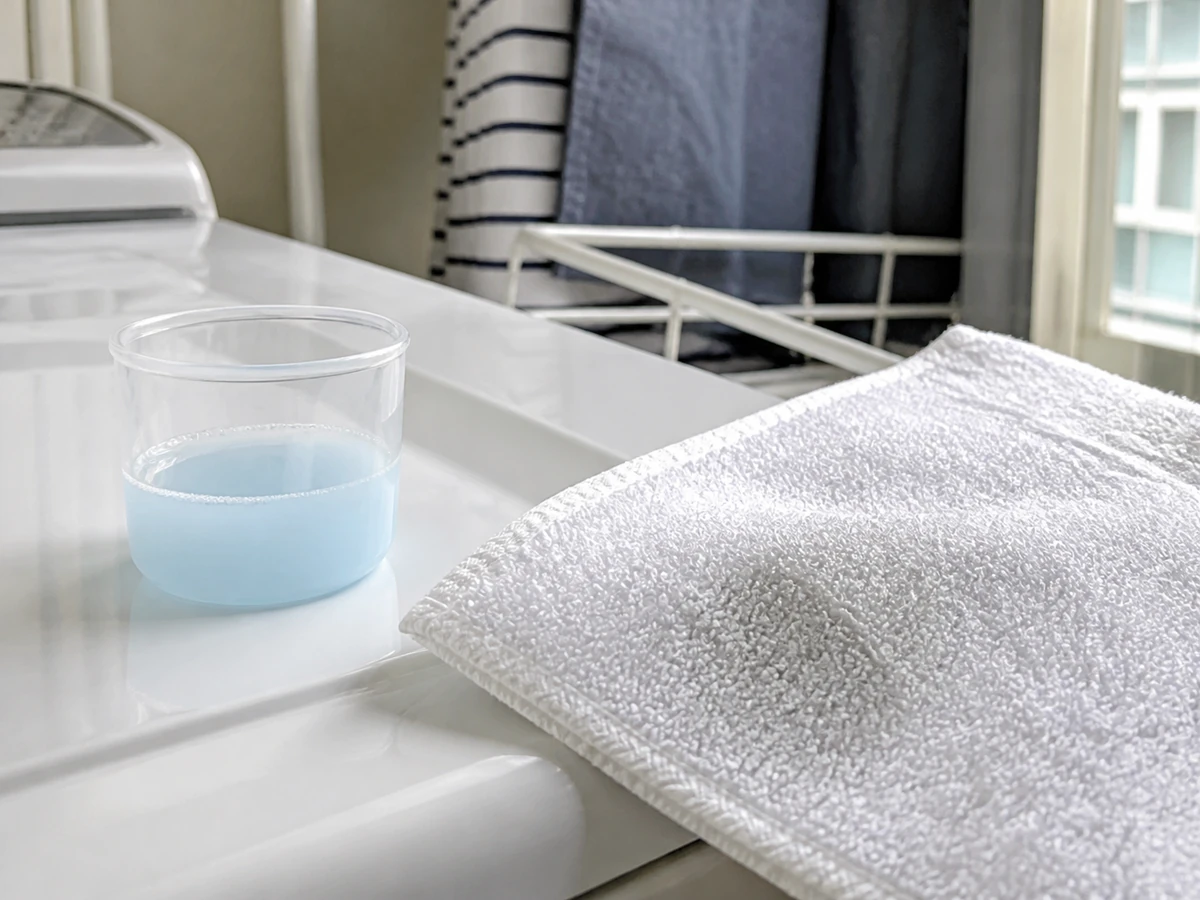 Guessing a large detergent or softener dose — Measure from the product label; omit softener when absorbency compatibility is unclear.