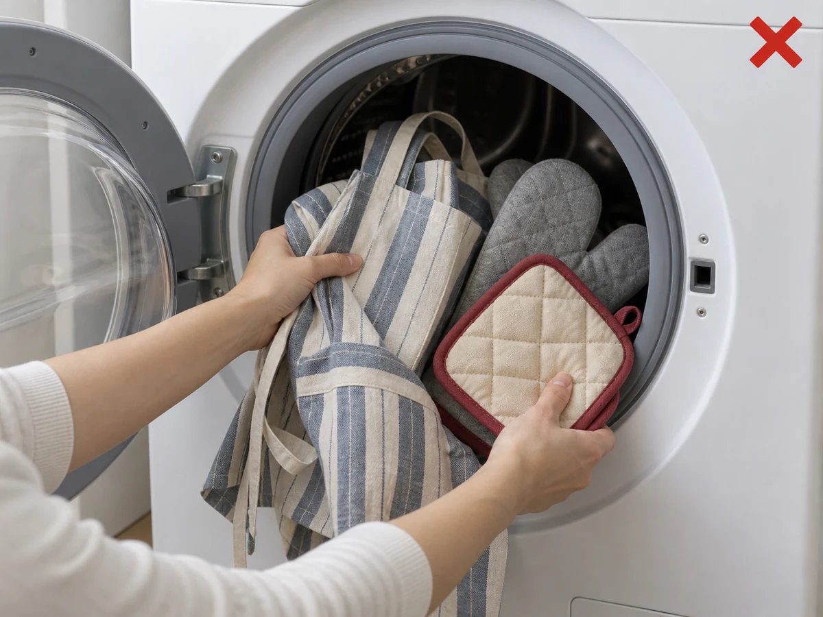 Washing every heat-protection item on one cycle — Split loads by each care label and construction.