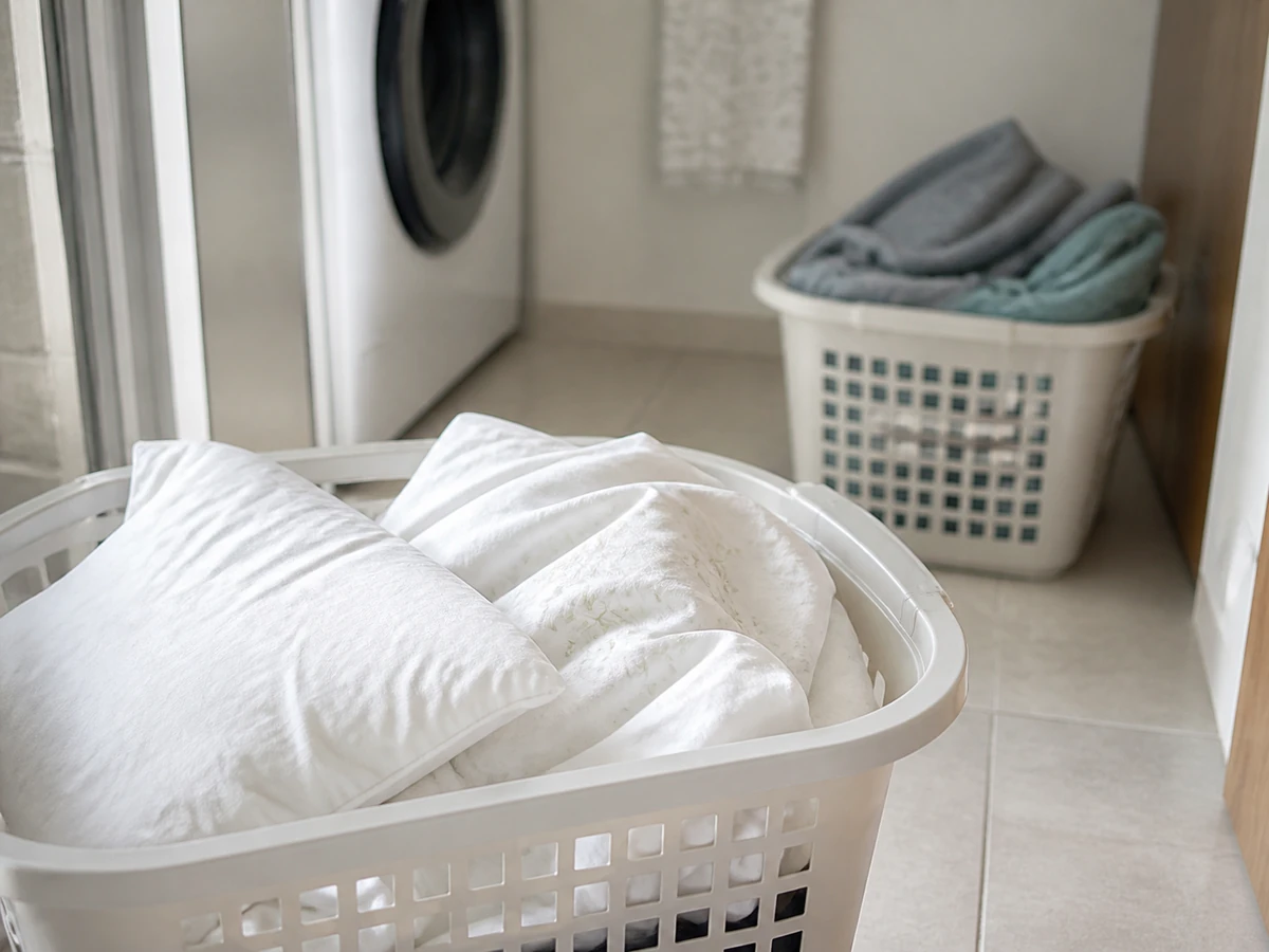 Mixing sheets with linty towels or heavy garments — Group by weight, fibre and compatible care.