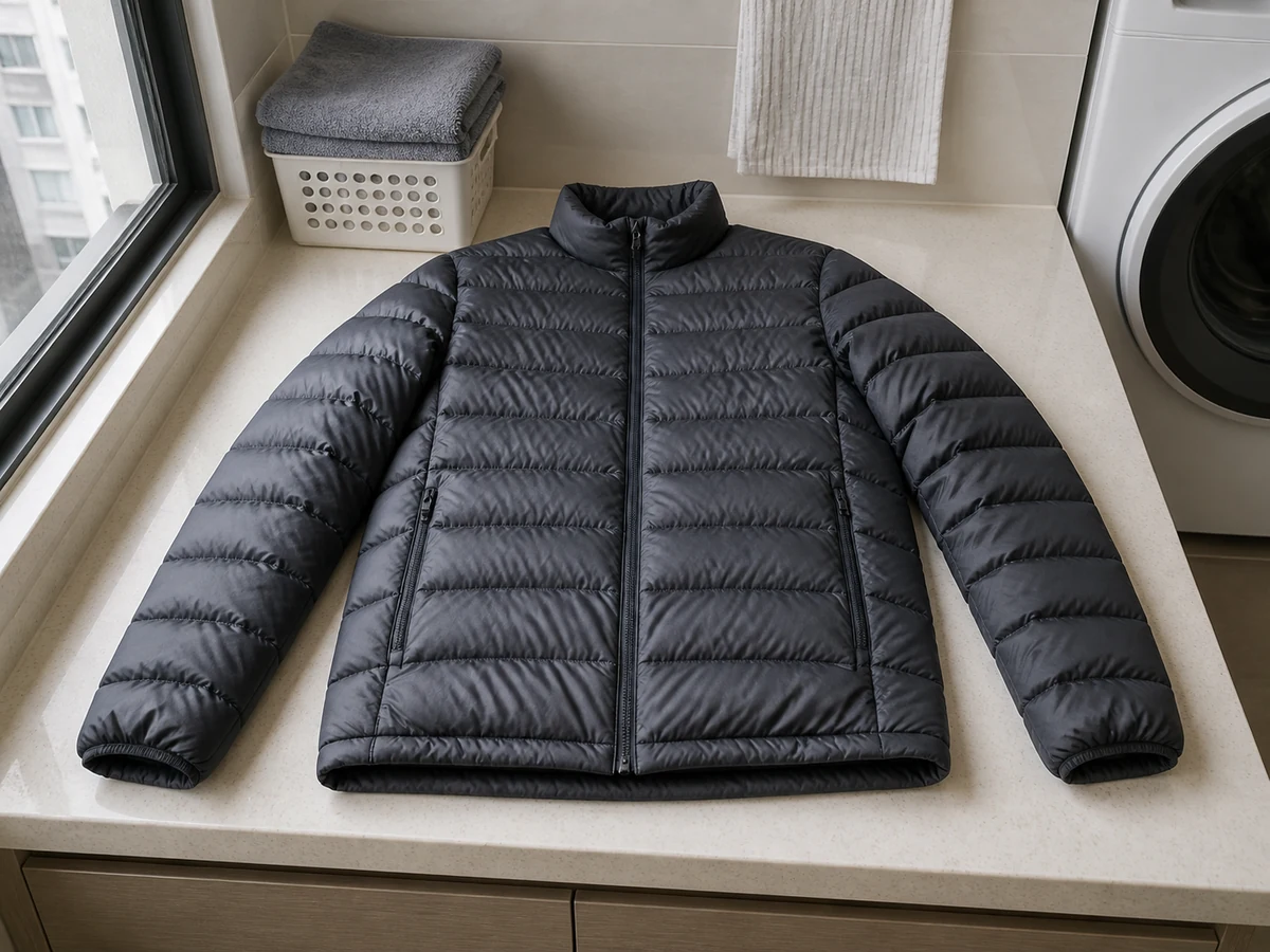 Wash a Down Jacket: Empty and secure parts
