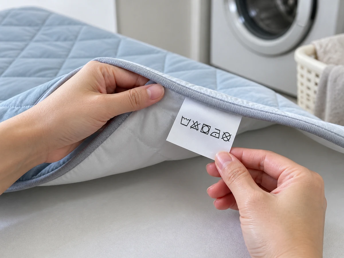 Cara Mencuci Alas Tempat Tidur Inkontinensia Pakai Ulang sesuai Label: Baca label alas tersebut