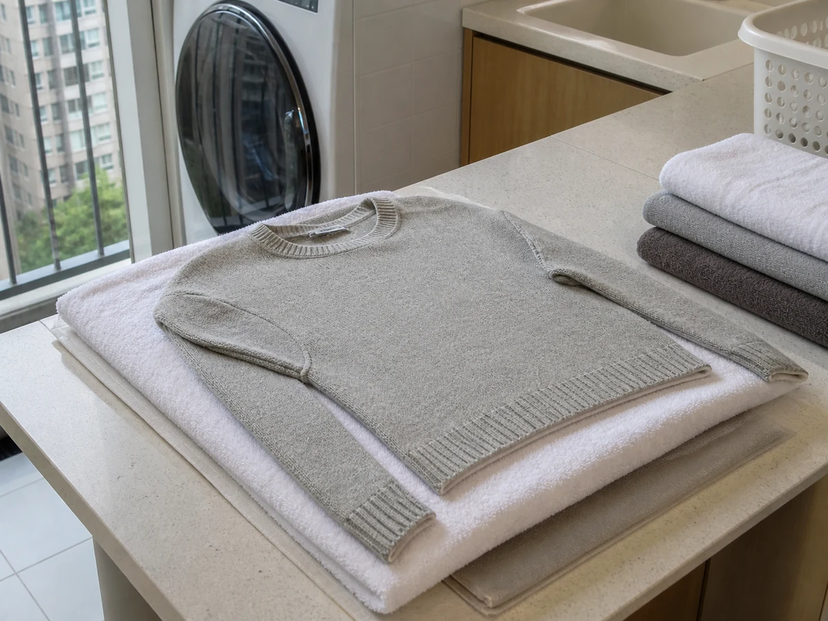 Kinukuskos o pinipiga — Gentle pressing at towel blotting ang gamitin.