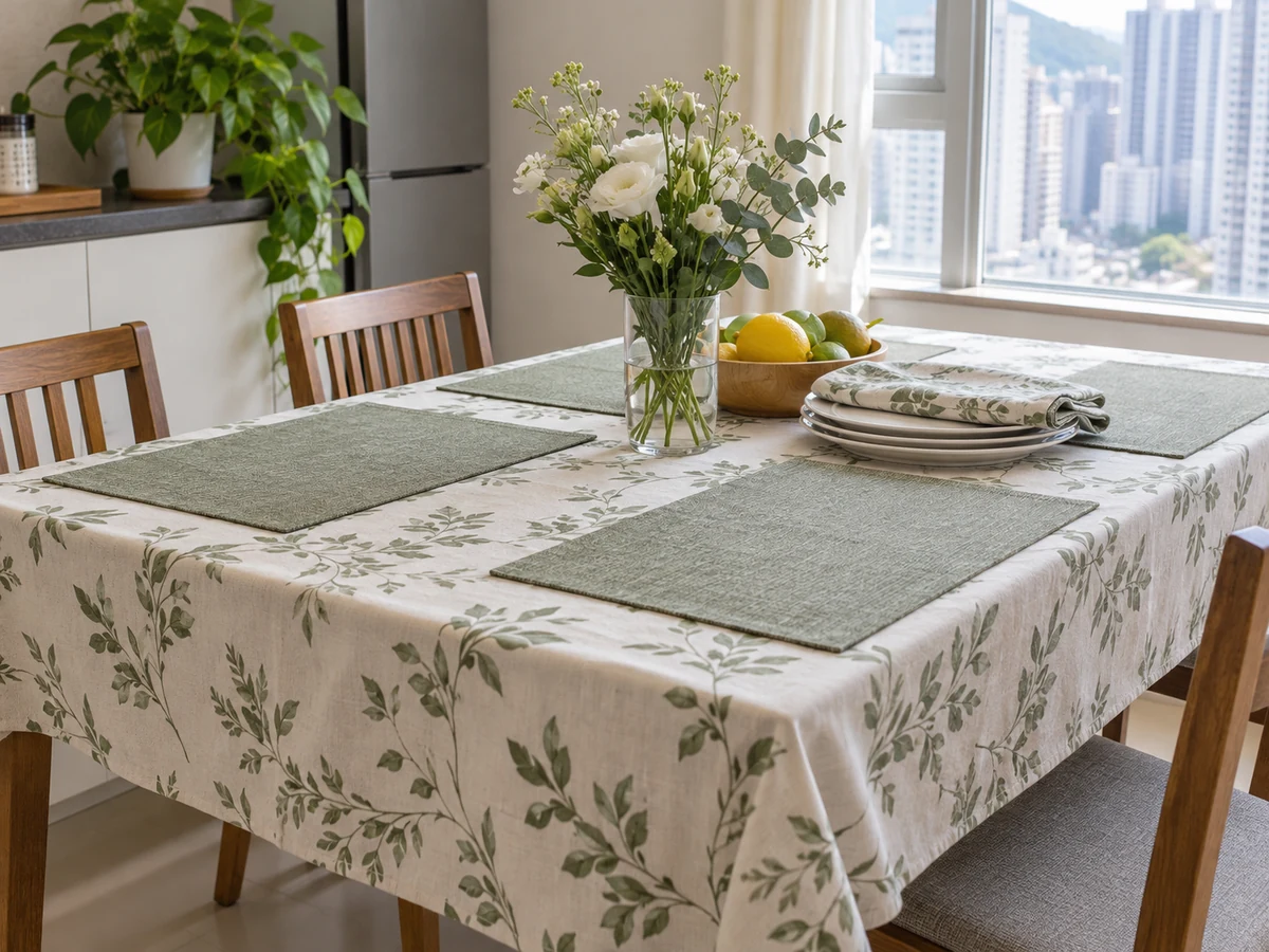 How to Wash Tablecloths and Fabric Placemats — Items safely arranged after cleaning with no visible soil left on the surfaces