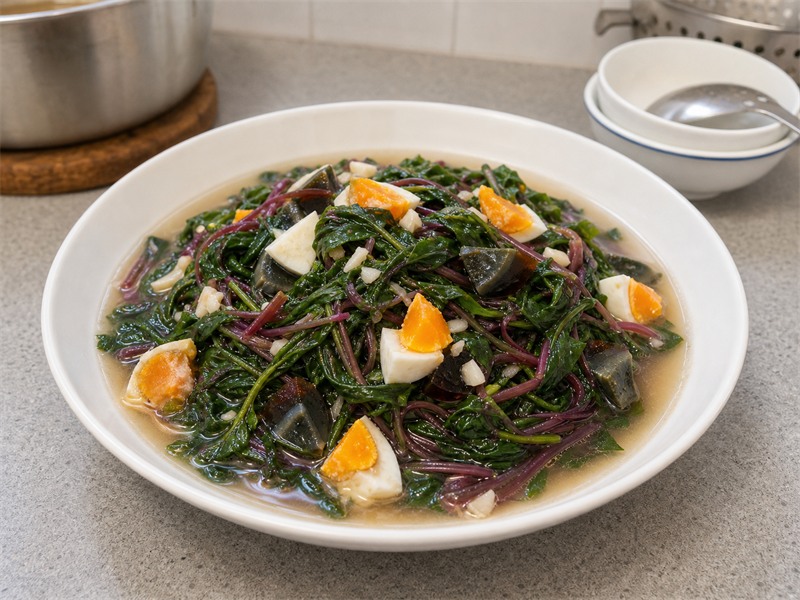 金銀蛋浸莧菜 Amaranth with Century Egg and Salted Egg