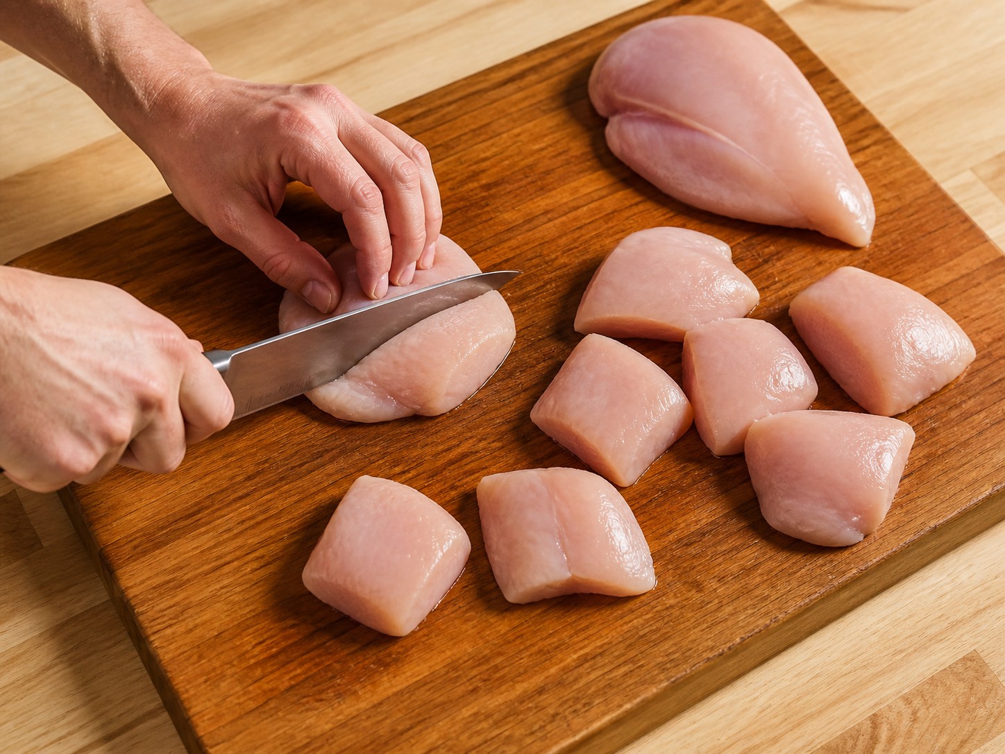Ayam Buttermilk Panggang Renyah dengan Selada Kol — Potong ayam menjadi bagian besar sama ukuran