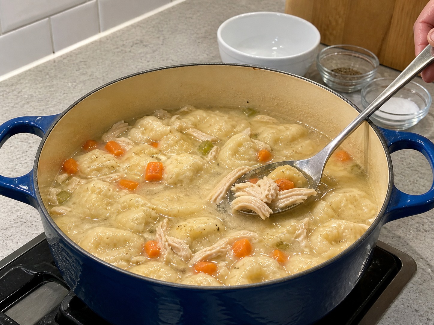 美式雞肉麵糰燉鍋 — 檢查熟度