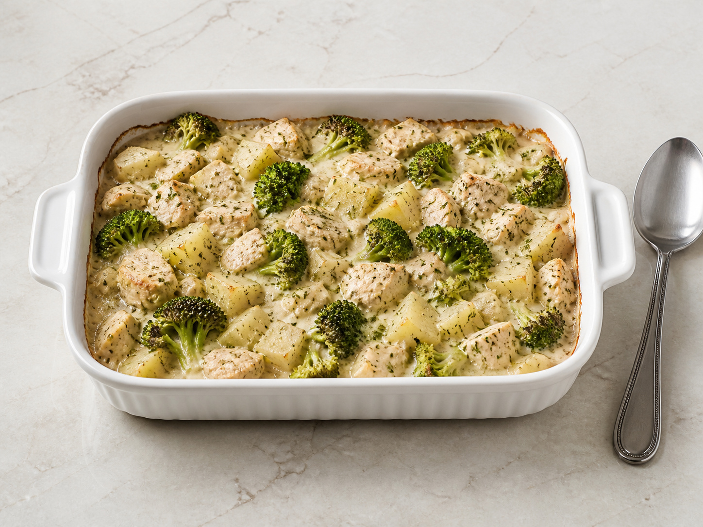 Amerikanong Ranch Chicken, Broccoli at Potato Bake — finished dish