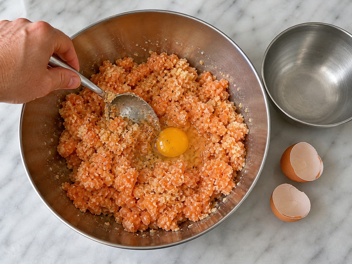 American Salmon Burgers with Cucumber Dill Sauce — Mix salmon with breadcrumbs and egg