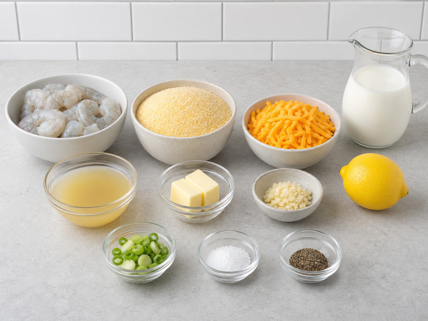 Bubur Jagung Grits dengan Udang dan Cheddar — ingredients overview