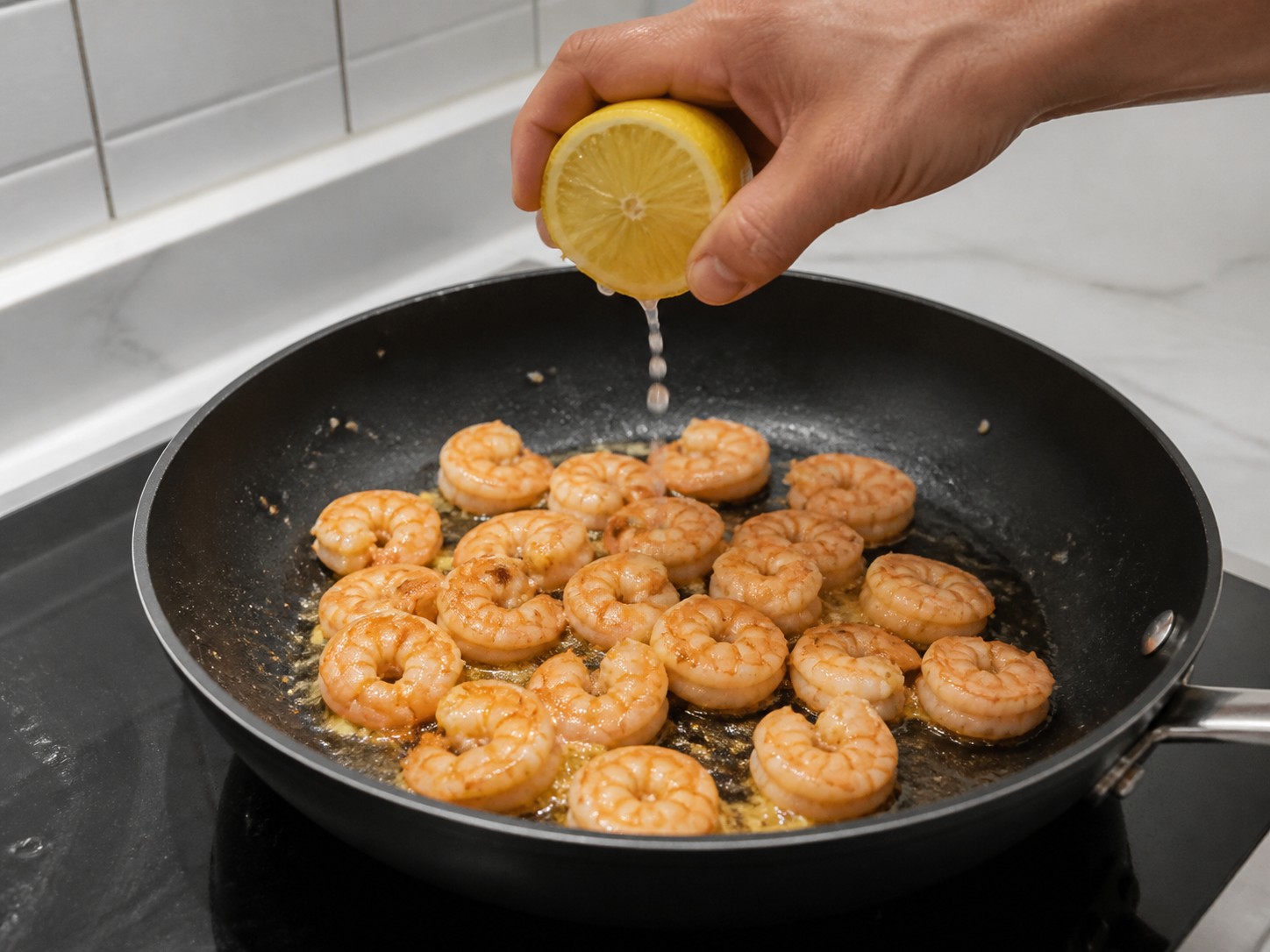 Bubur Jagung Grits dengan Udang dan Cheddar — Selesaikan udang dengan air lemon