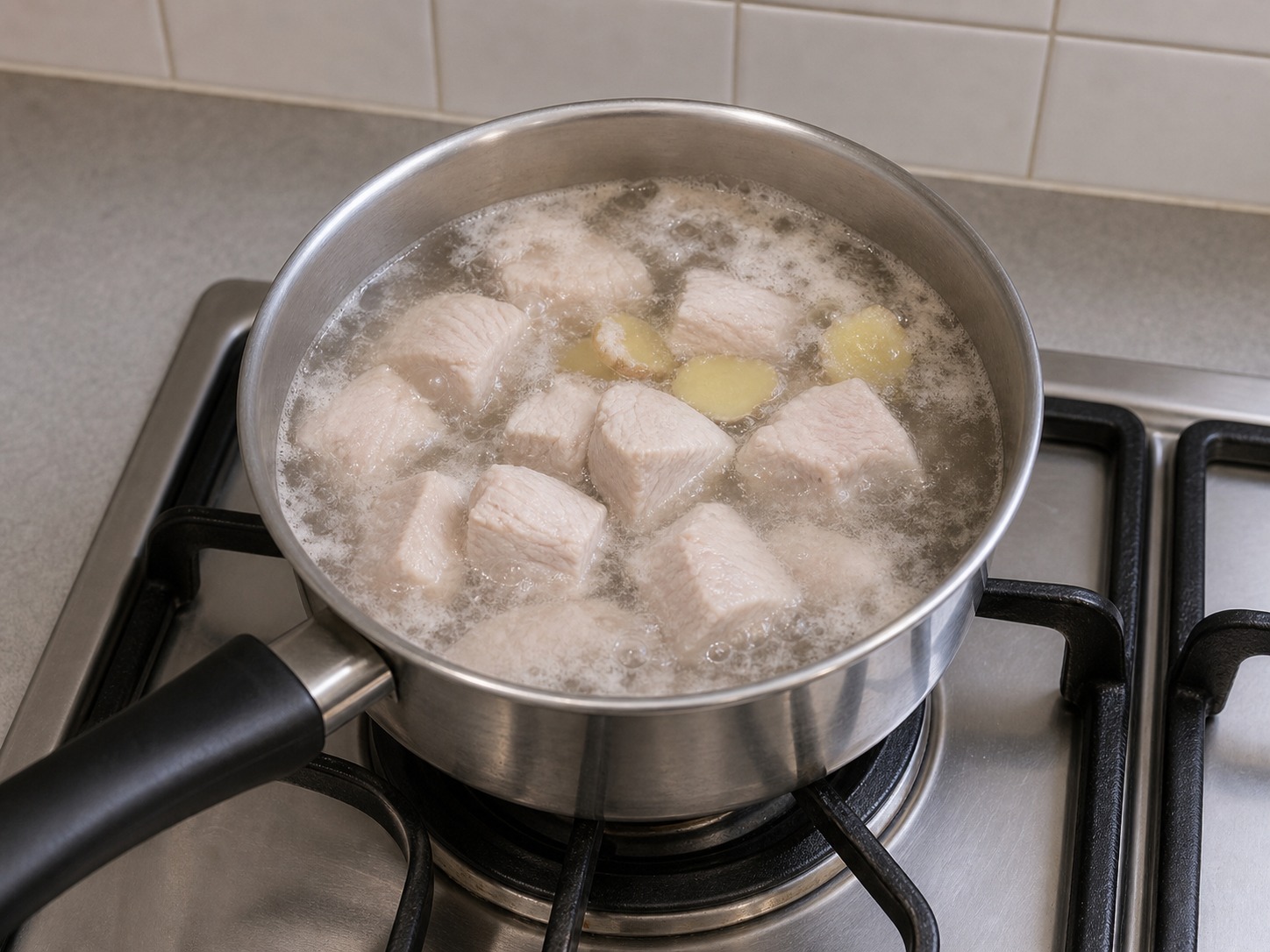 蘋果雪梨瘦肉湯:瘦肉汆水