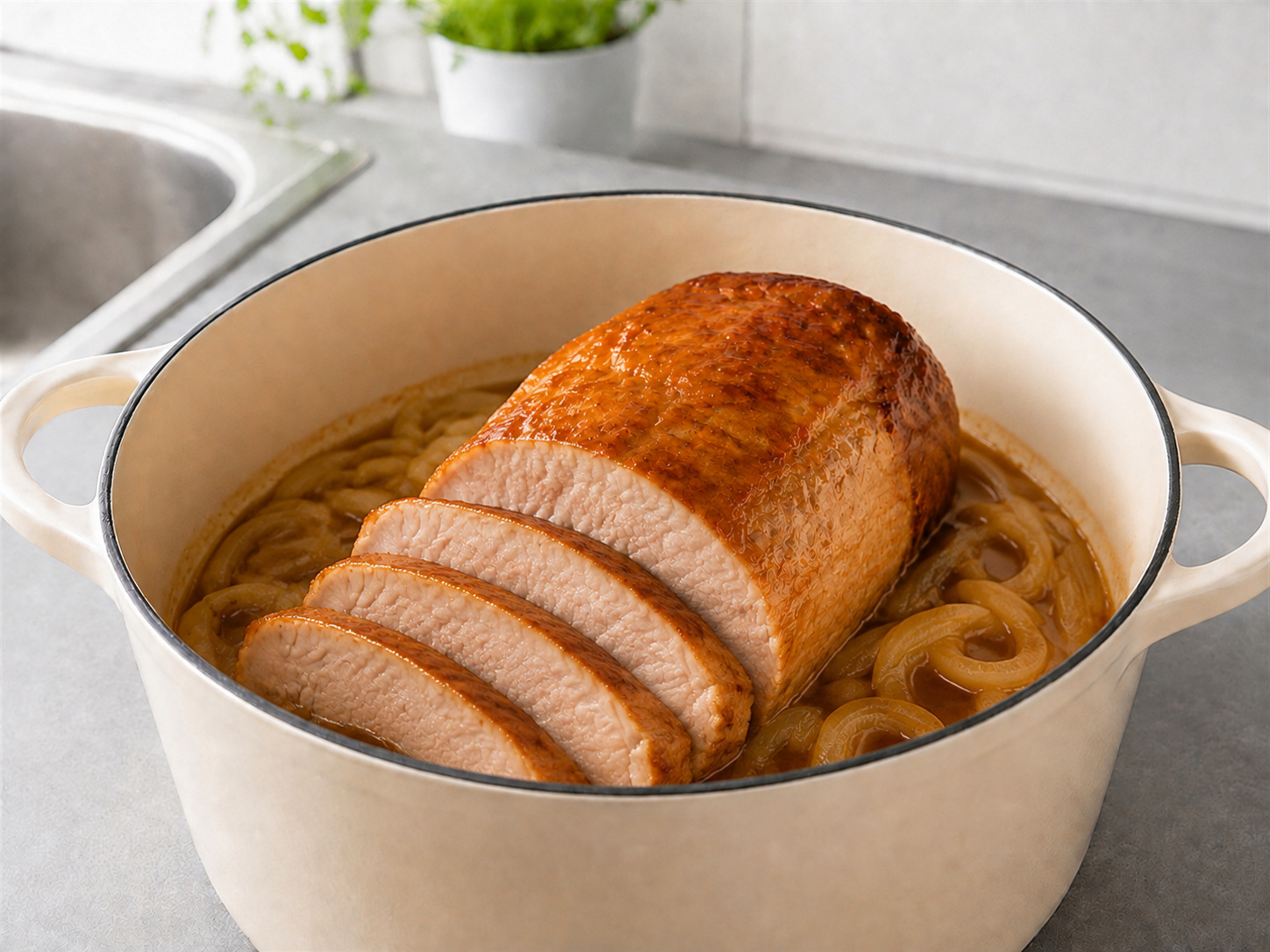 Babi Panggang Glasir Aprikot Austria — finished dish