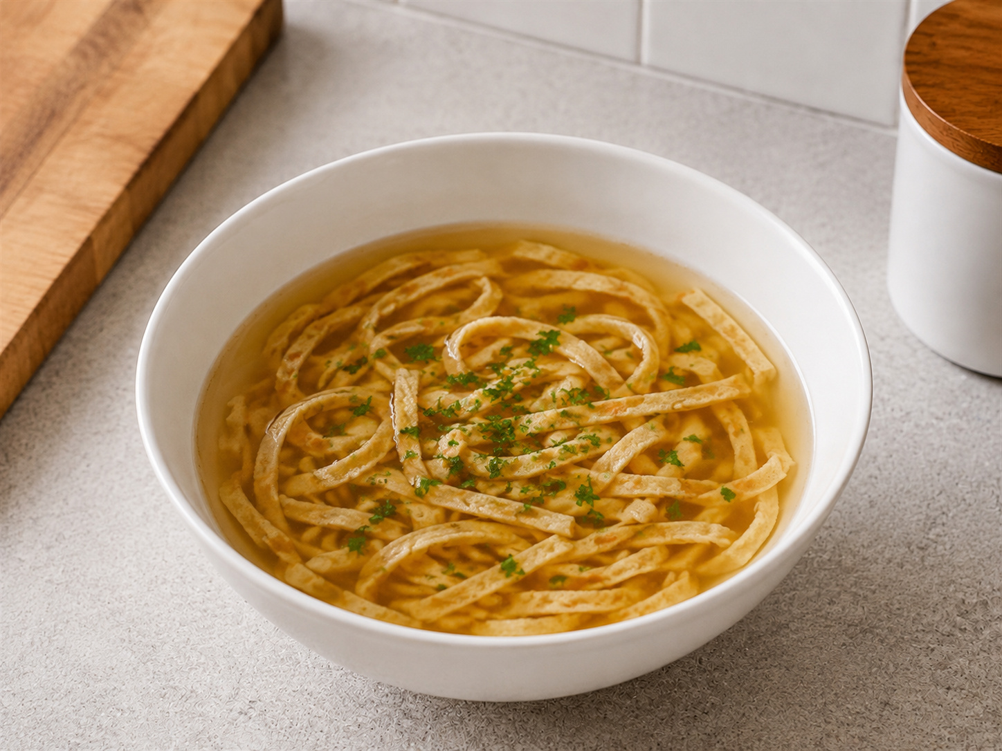 Sup Kaldu Sapi dengan Irisan Pancake Austria — finished dish