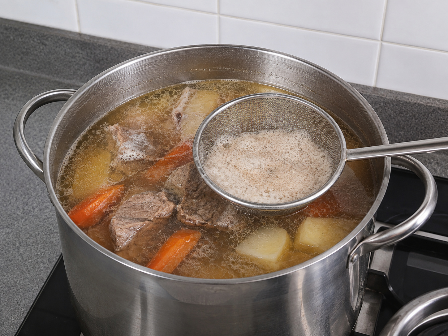 Austrian Beef Broth with Pancake Strips — Skim foam and simmer gently for one hour