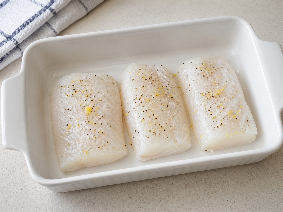 菠菜脆糠焗白身魚: 排好材料