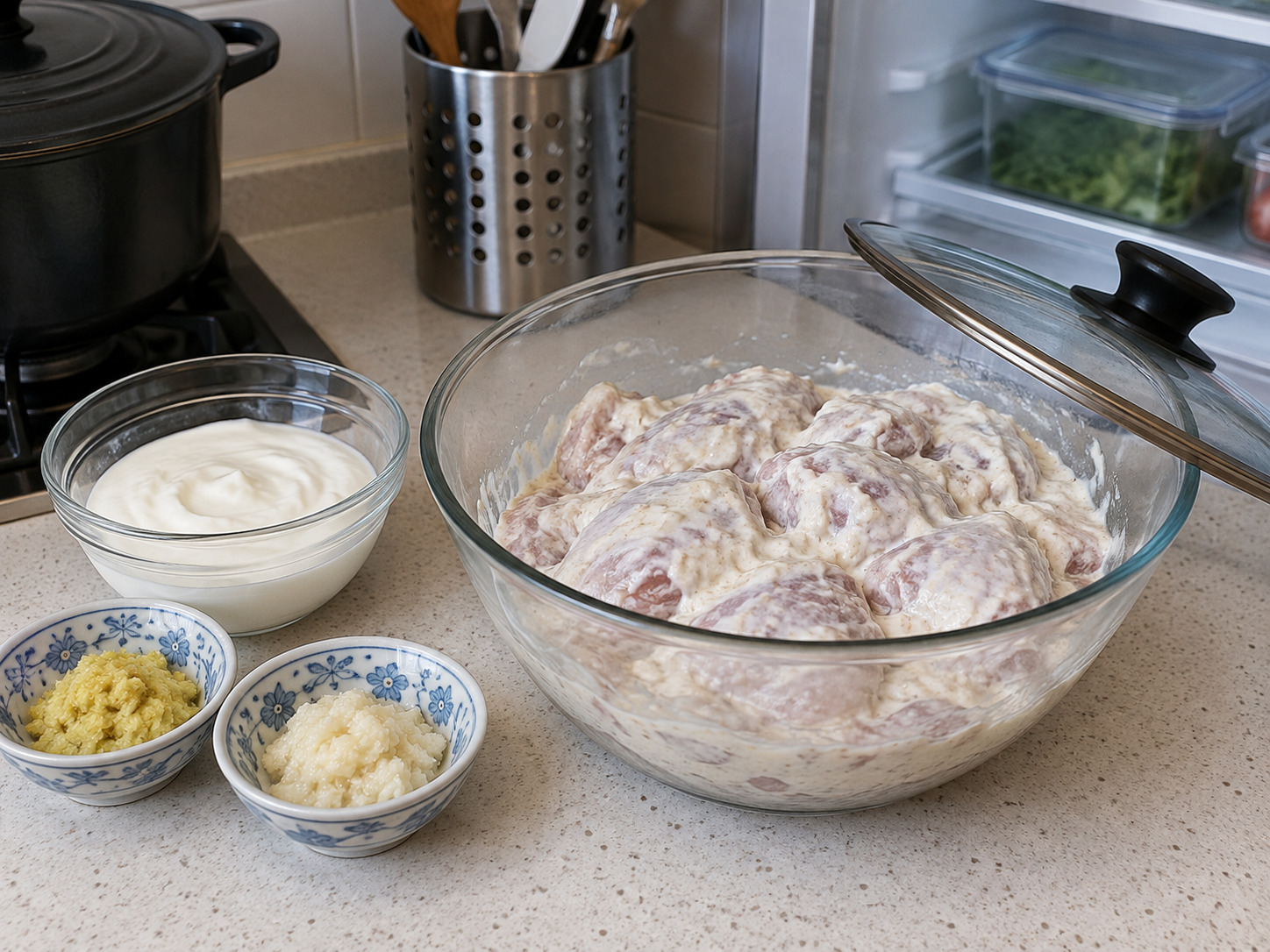 Bengali Chicken Rezala — Marinate chicken in yogurt, ginger and garlic