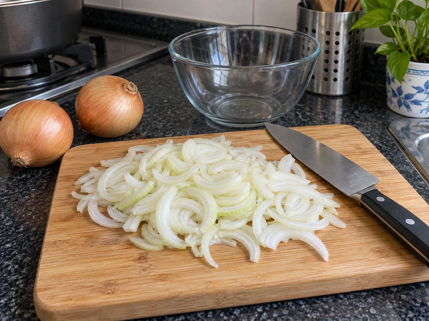 Bengali Chicken Rezala — Thinly slice onions