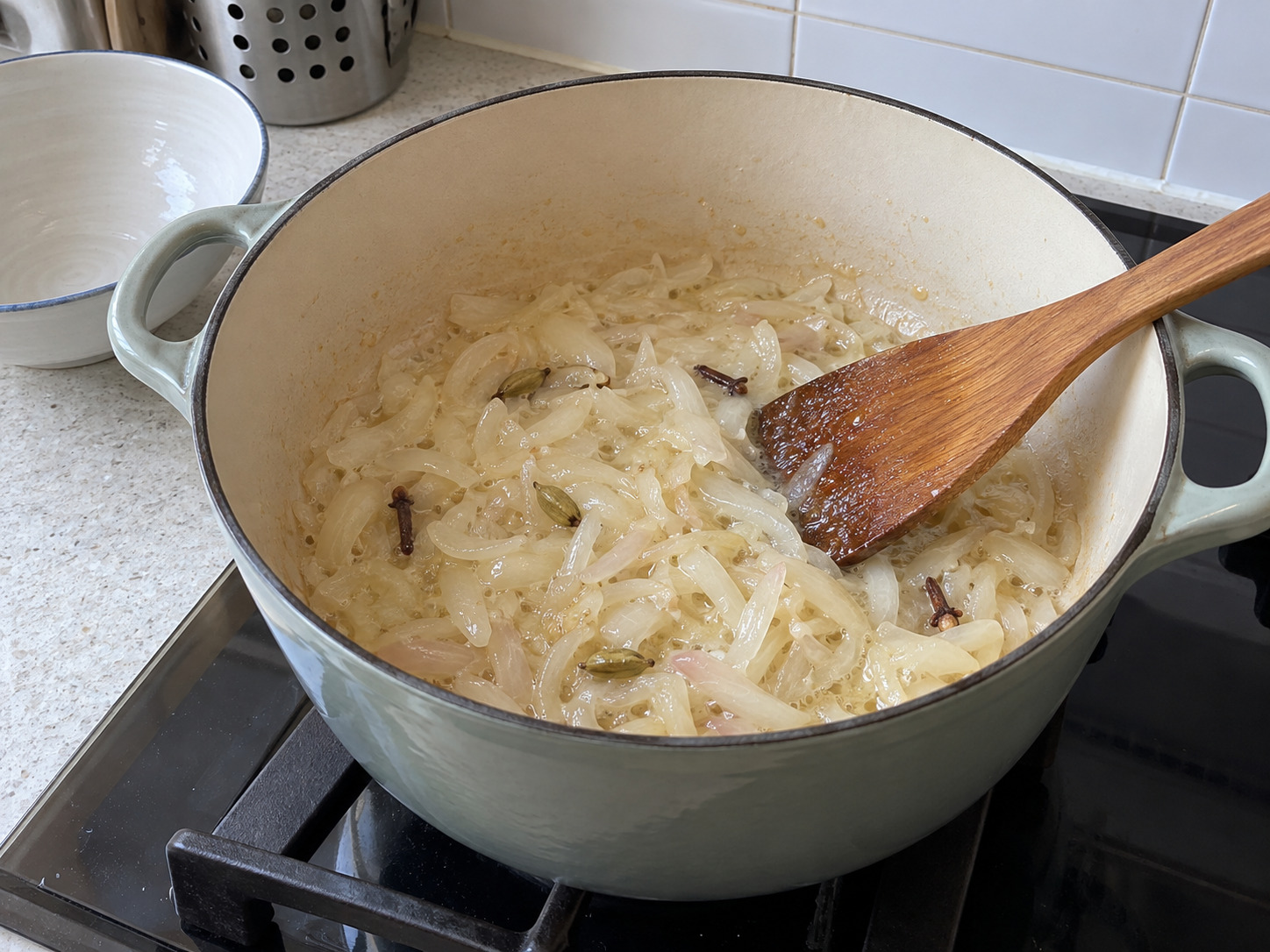 Bengali Chicken Rezala — Soften onions without browning deeply