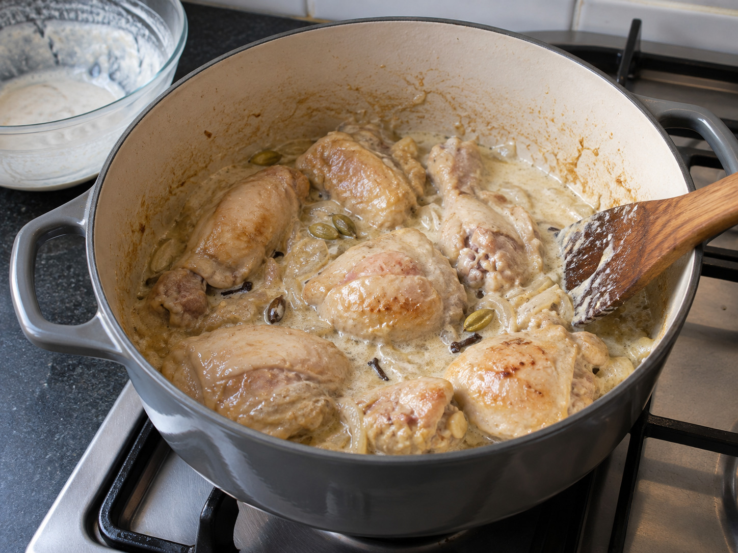 Bengali Chicken Rezala — Add chicken and lightly sear
