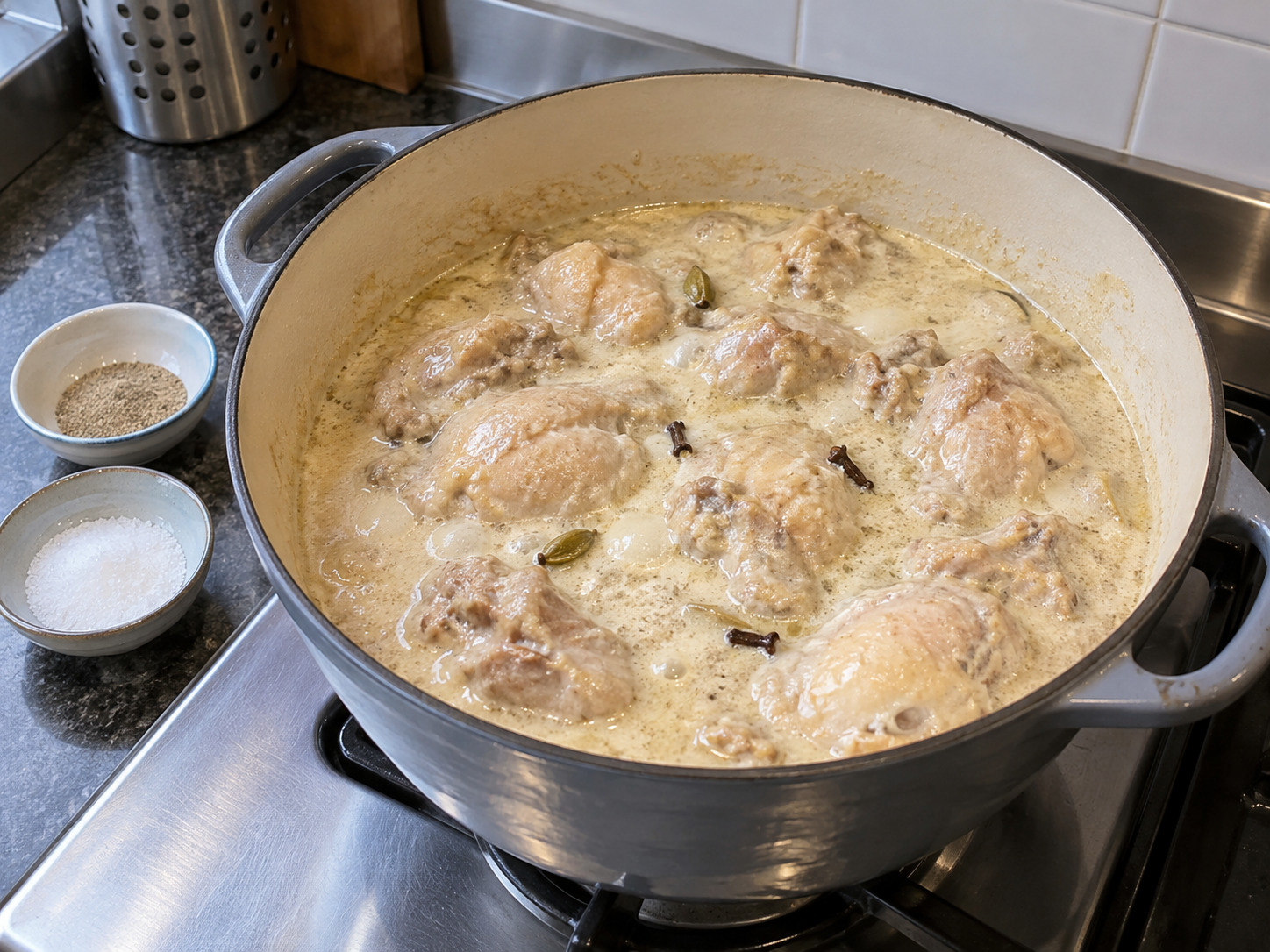 Bengali Chicken Rezala — Simmer slowly until sauce is creamy