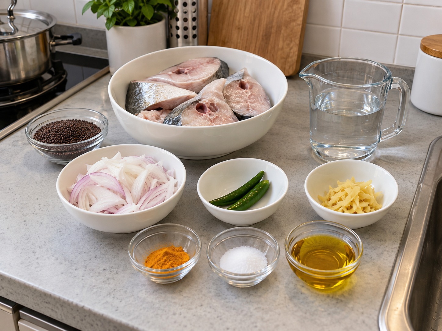 孟加拉芥末鯡魚咖喱 — 材料