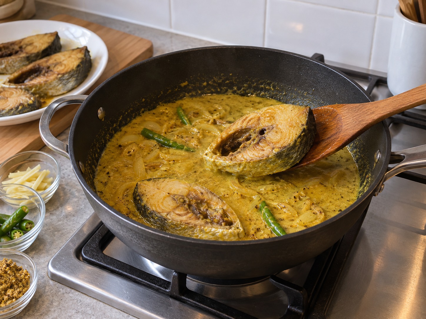 孟加拉芥末鯡魚咖喱 — 把 Hilsa 魚柳輕放回汁中