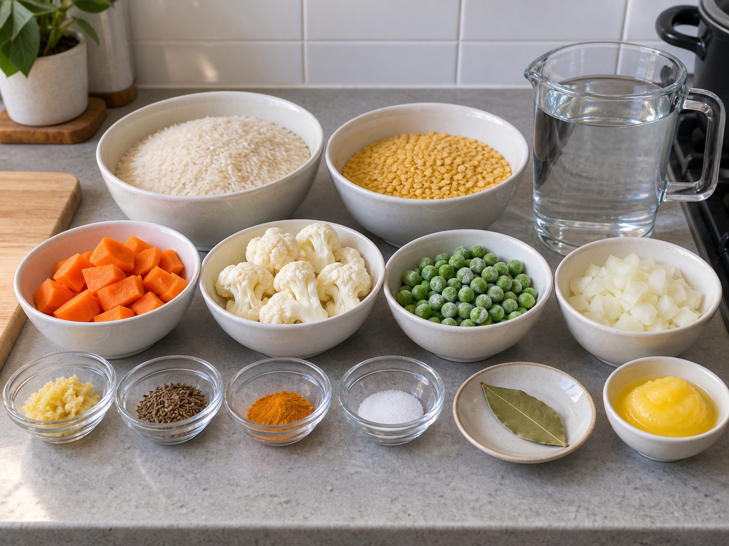 Bangladeshi Vegetable Khichuri — ingredients