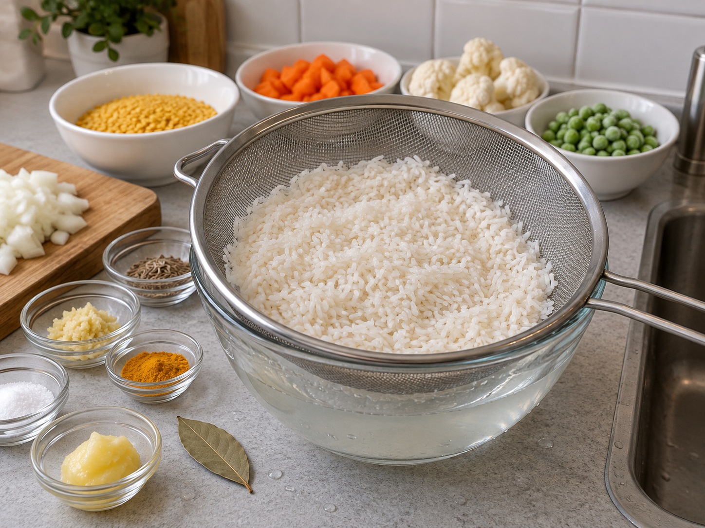 Bangladeshi Vegetable Khichuri — Rinse rice