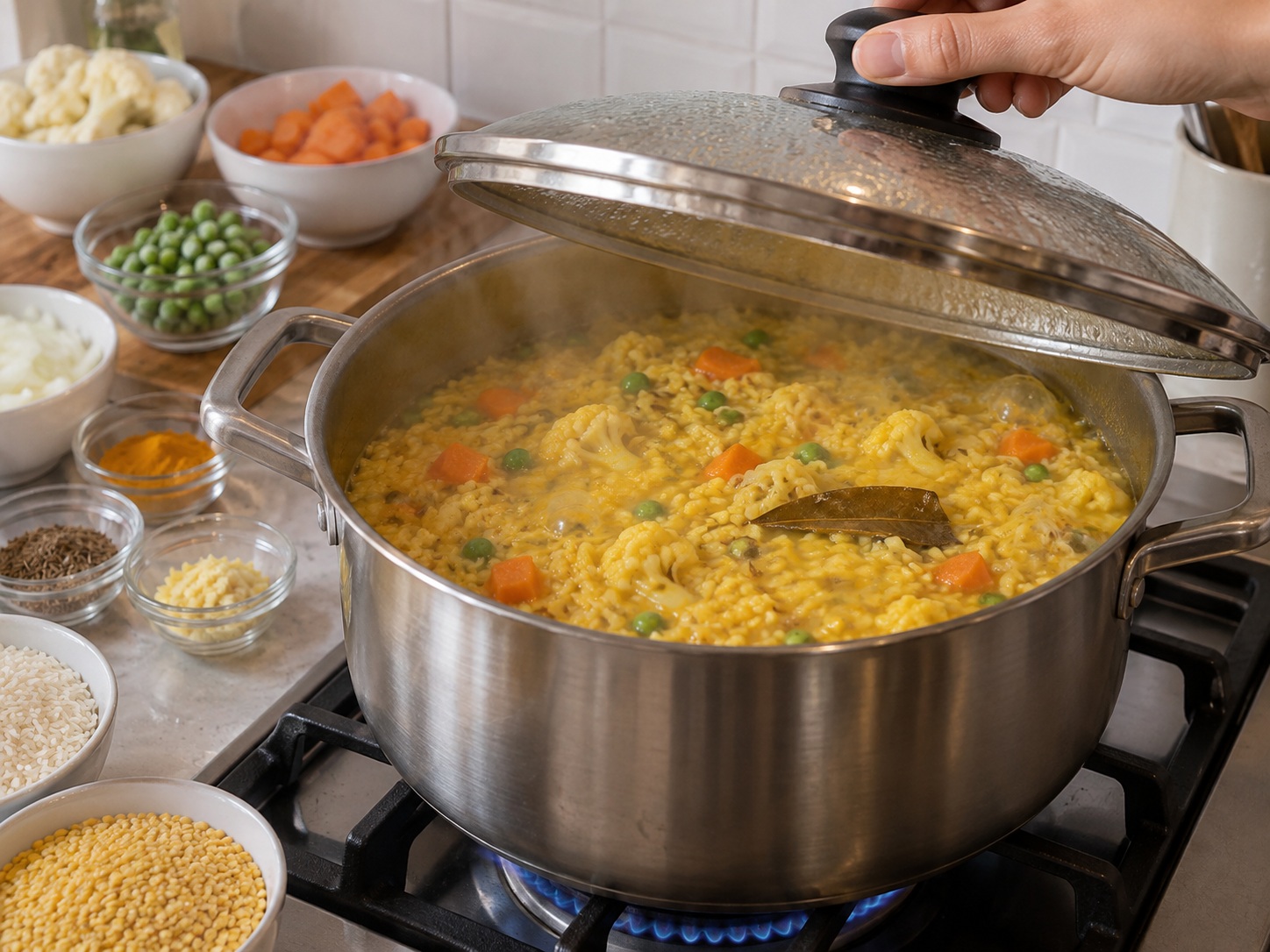 Bangladeshi Vegetable Khichuri — Simmer rice and beans