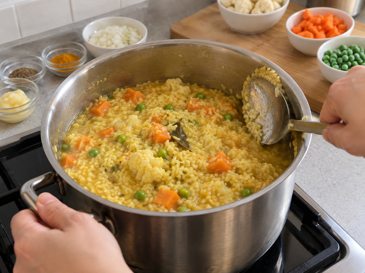Bangladeshi Vegetable Khichuri — Check for hard centres