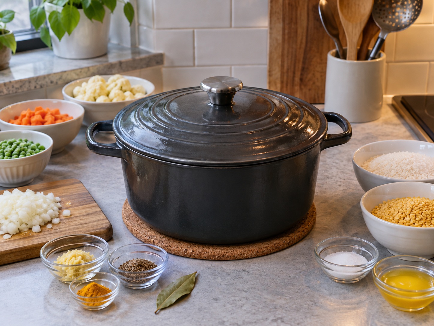 Bangladeshi Vegetable Khichuri — Rest covered