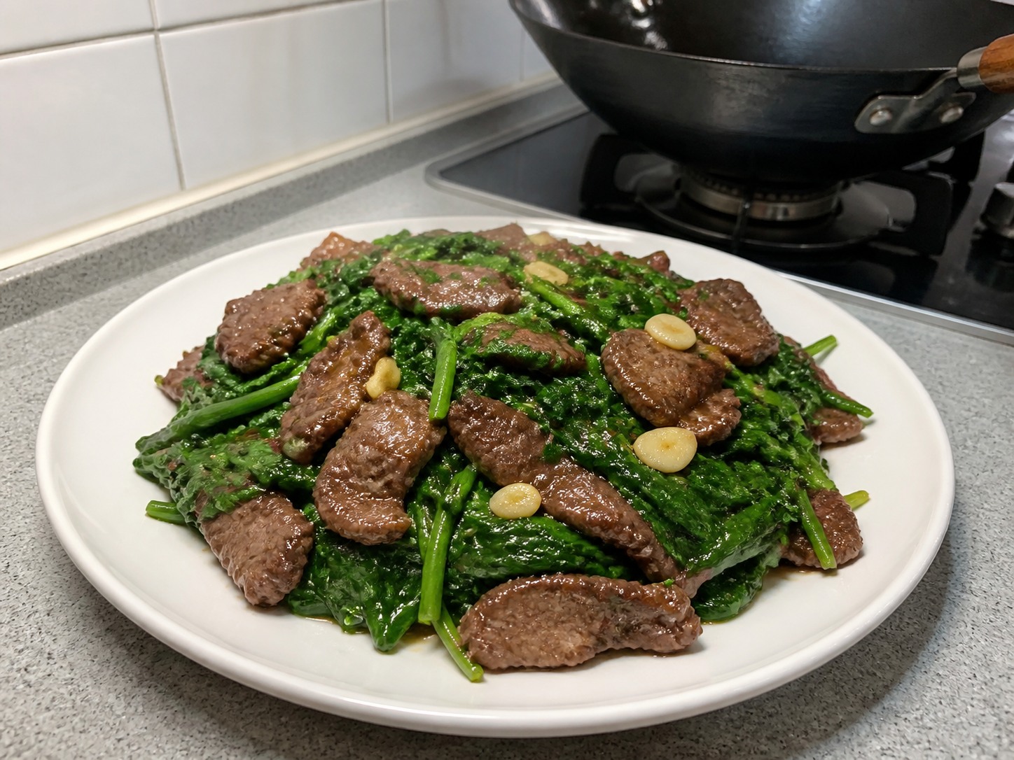 菠菜炒牛肉完成圖|Stir-fried Beef with Spinach