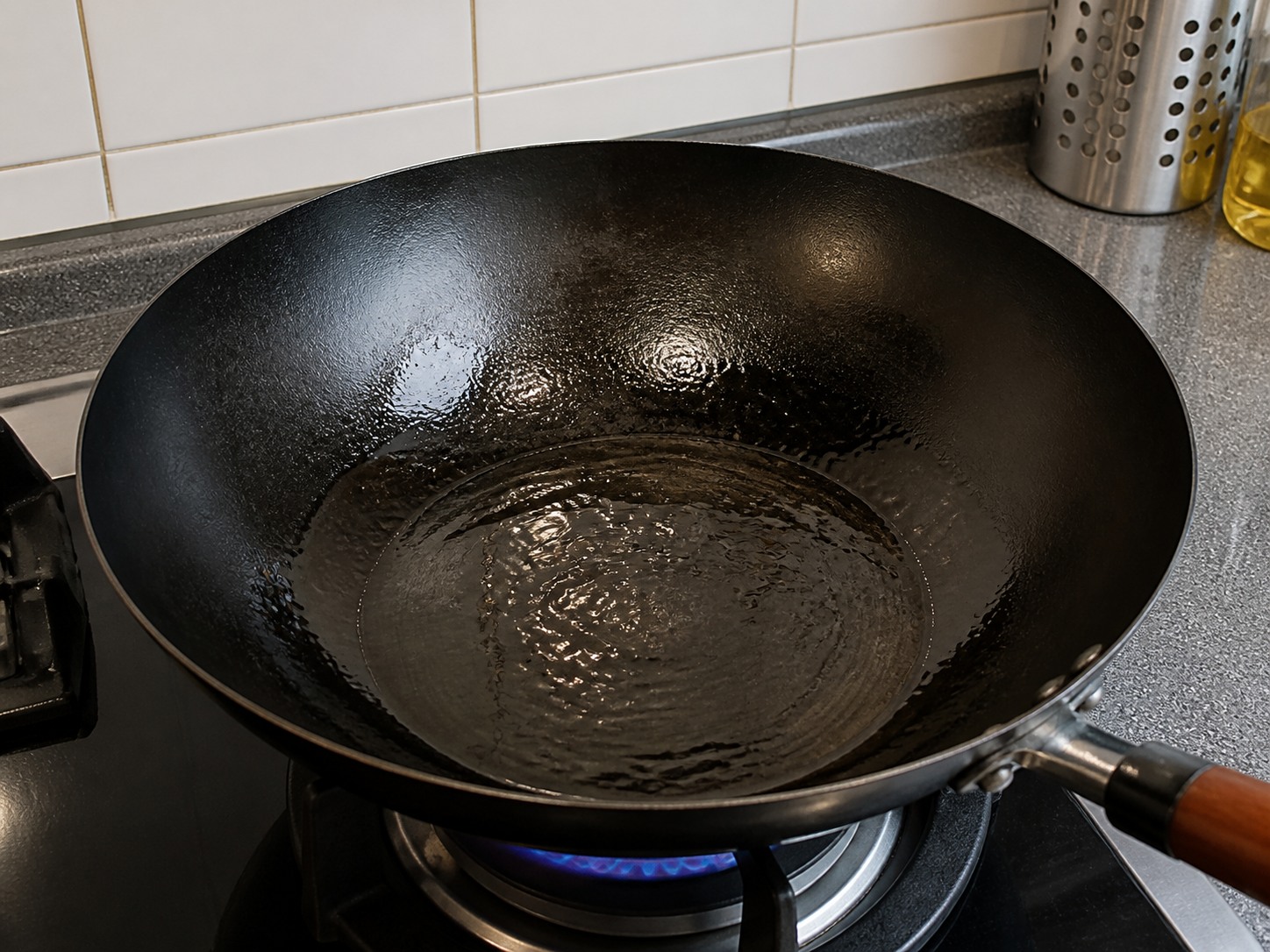 菠菜炒牛肉:預熱鑊