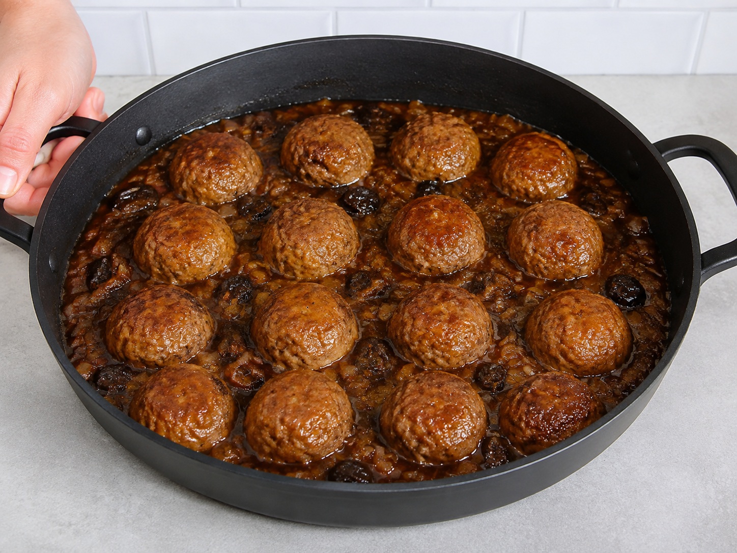 Masak perlahan hingga matang dan mengilap: Masak perlahan hingga matang dan mengilap. Ikuti takaran dan urutan resep; pastikan kondisi bahan sesuai tahap yang ditunjukkan sebelum lanjut.