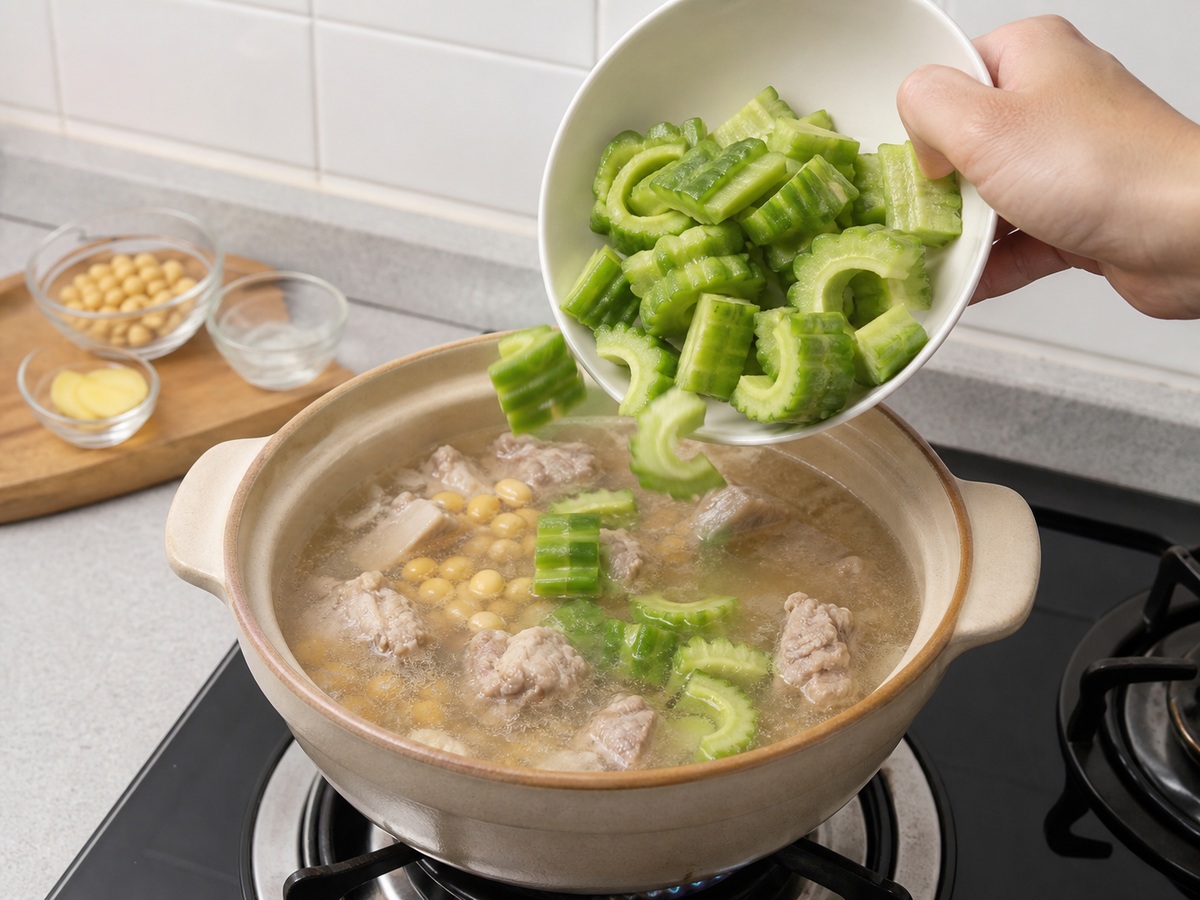 Sabaw ng Ampalaya, Soybean at Tadyang ng Baboy: Idagdag ang ampalaya