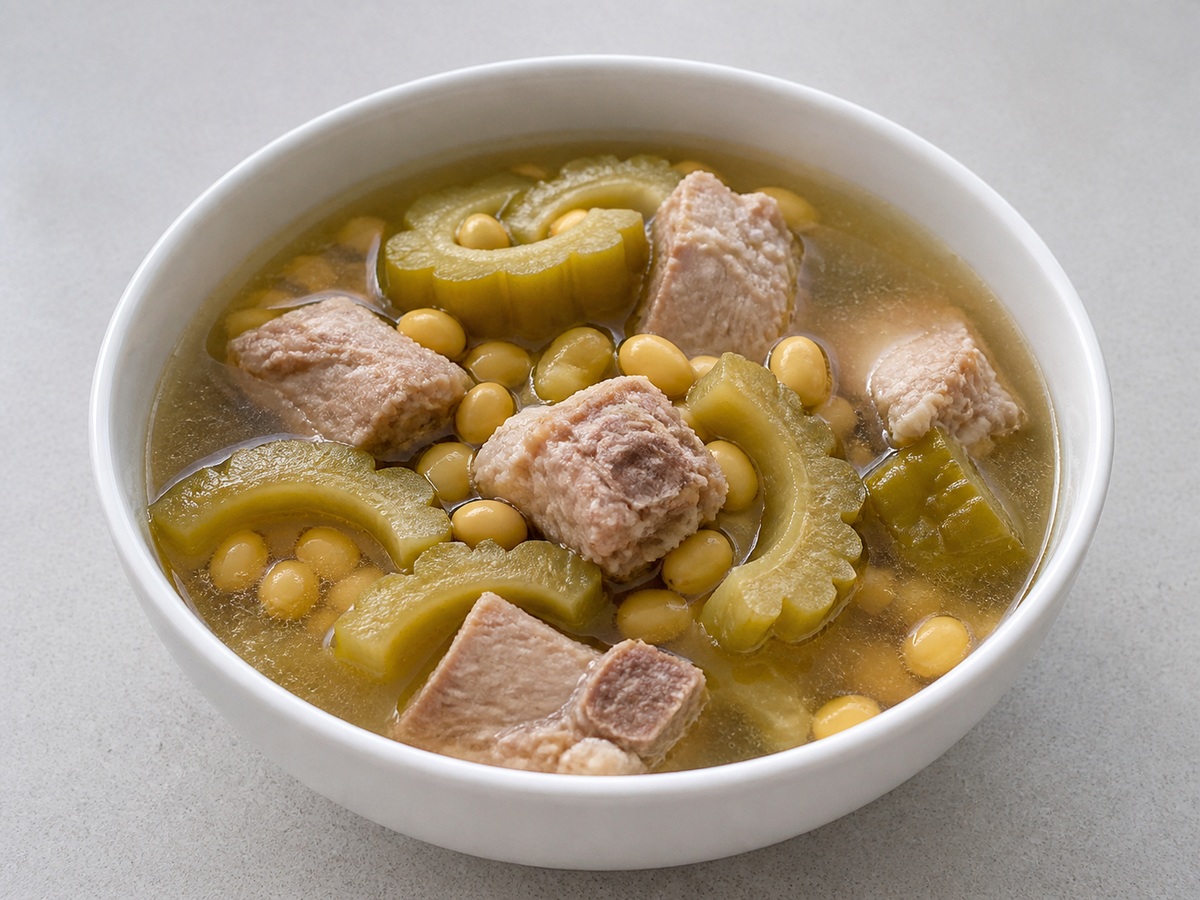 Sabaw ng Ampalaya, Soybean at Tadyang ng Baboy: Pahingahin at ihain