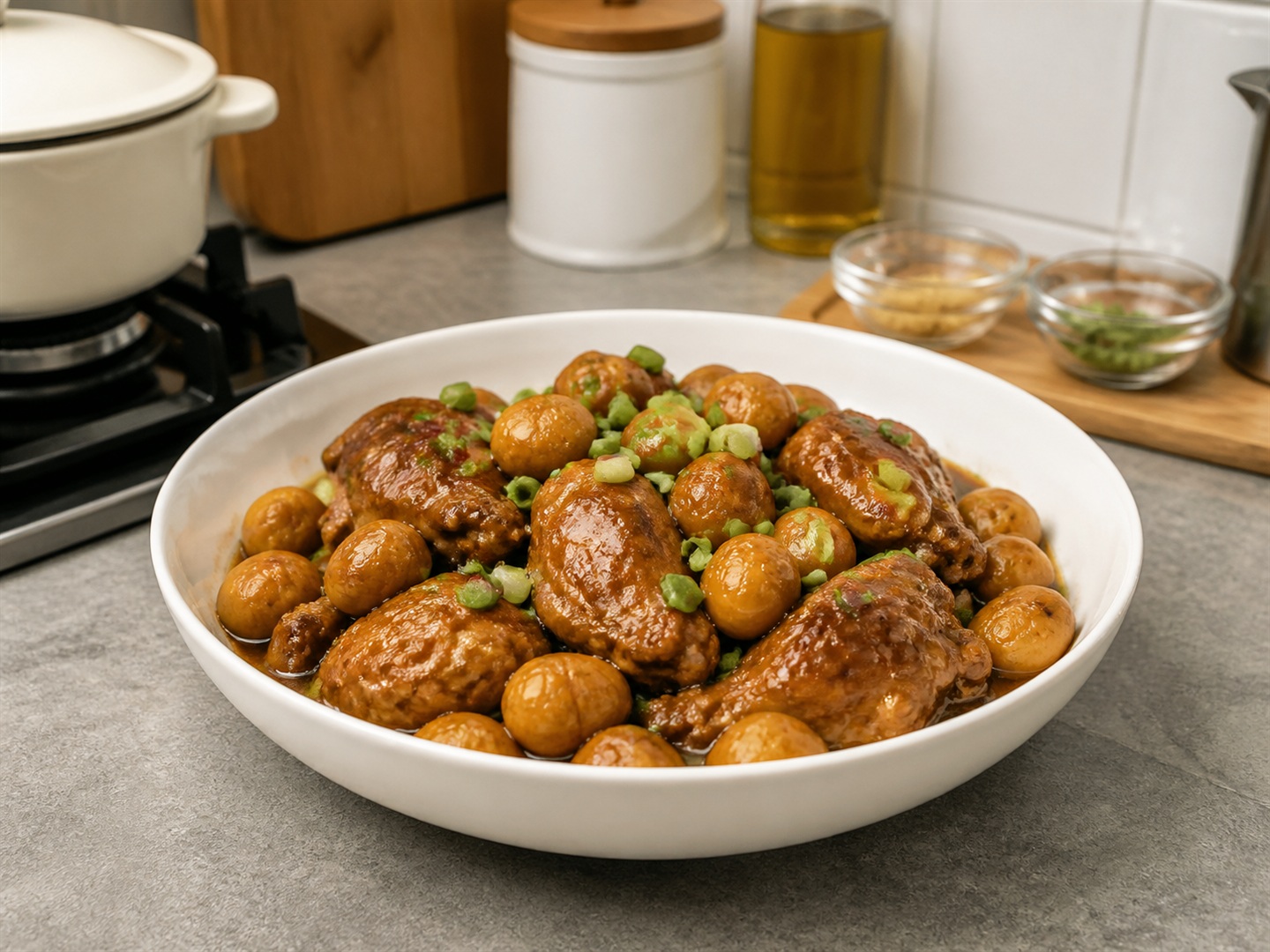 Braised Chicken with Chestnuts — Reduce, rest and serve
