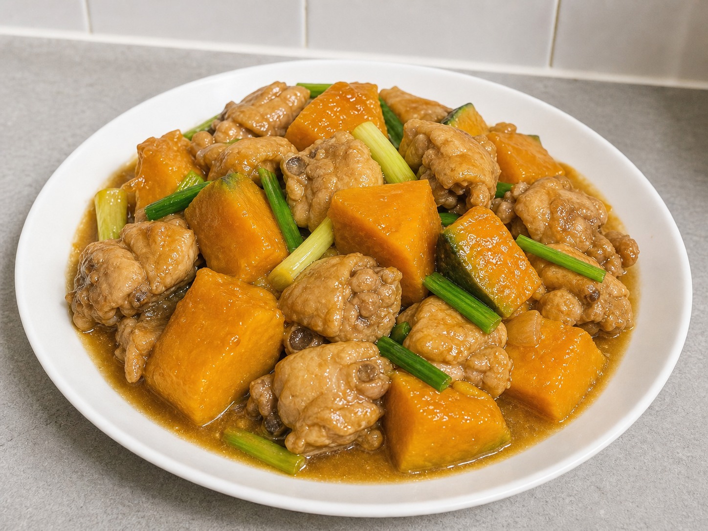 南瓜炆雞件 Braised Chicken with Pumpkin