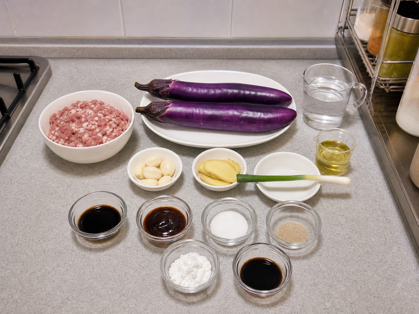 肉碎炆茄子主要材料總覽