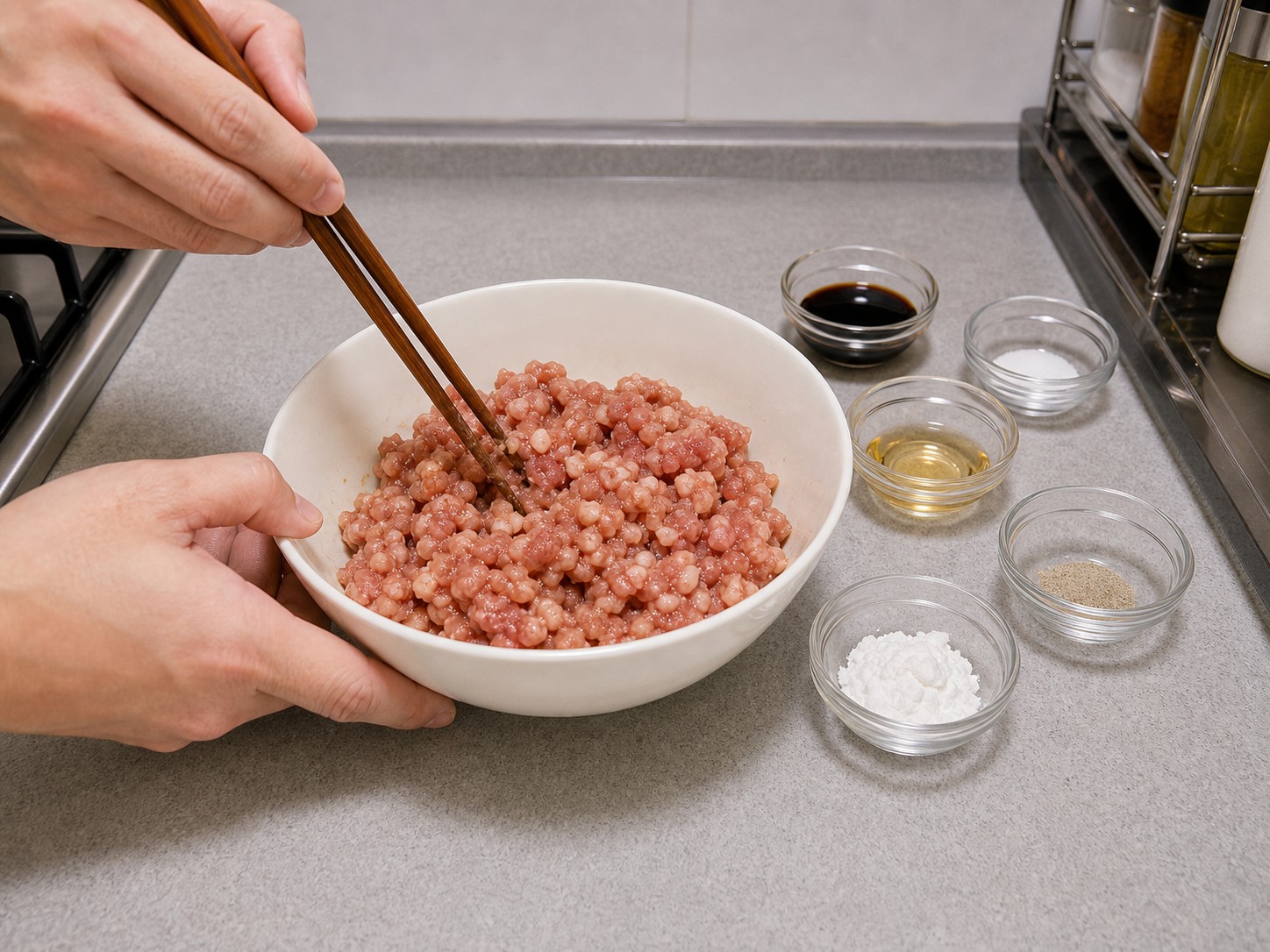 肉碎炆茄子:醃肉碎