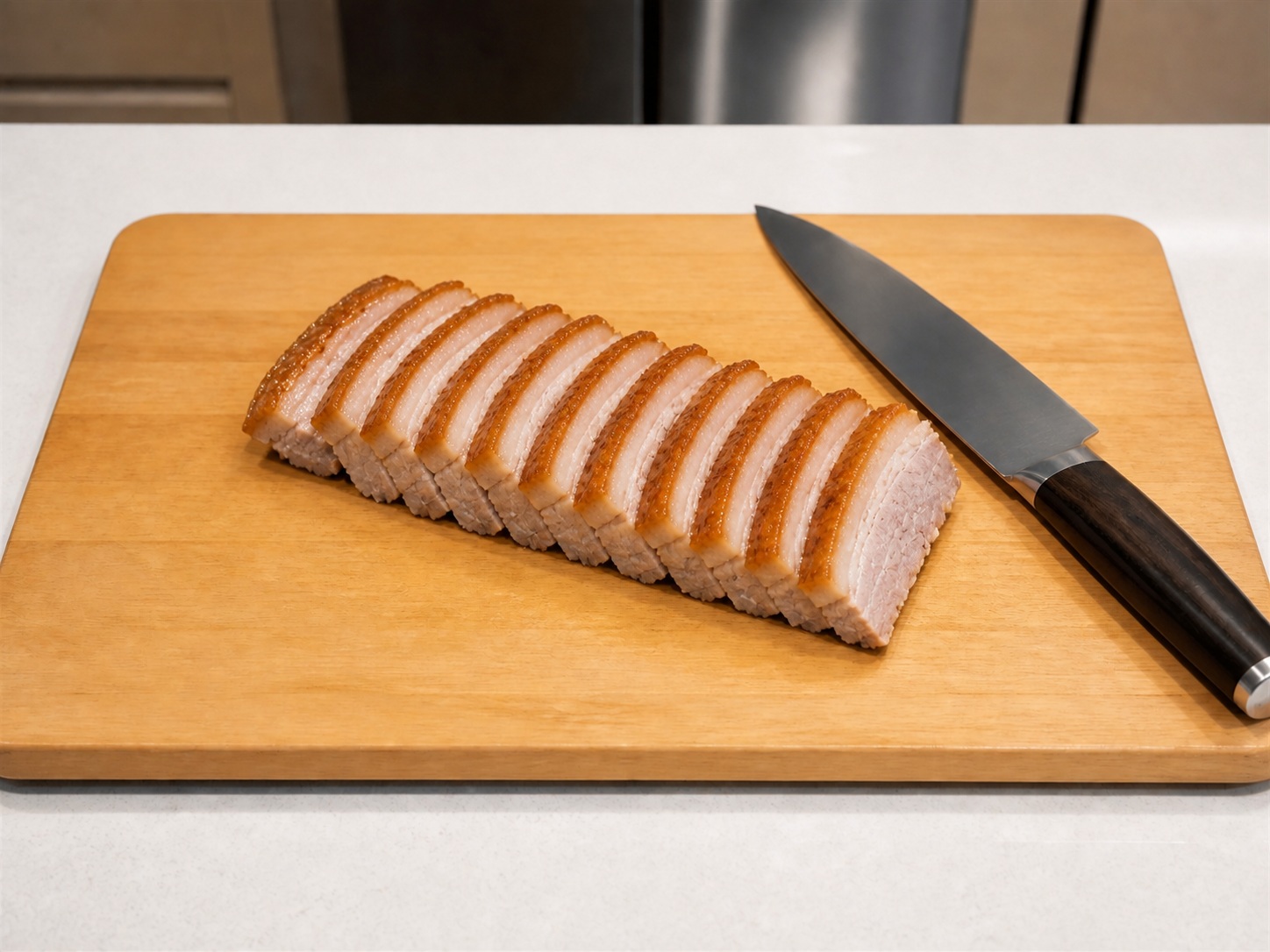 Braised Pork Belly with Preserved Mustard Greens — Slice pork belly