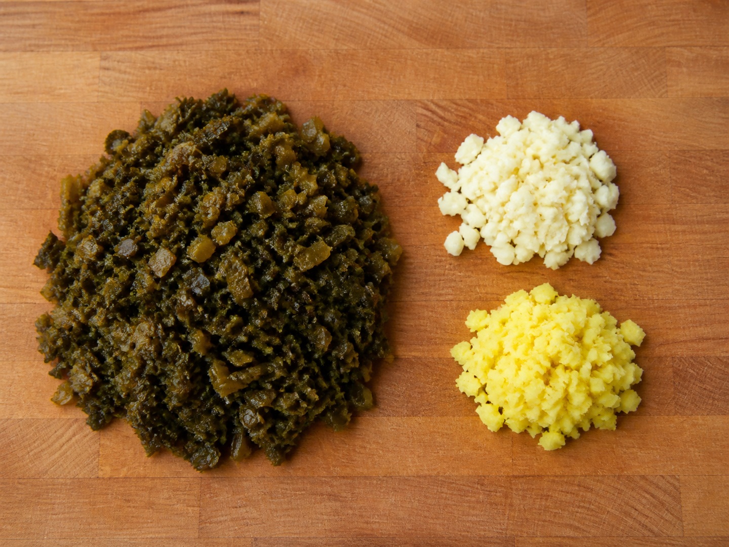 Braised Pork Belly with Preserved Mustard Greens — Chop greens and aromatics
