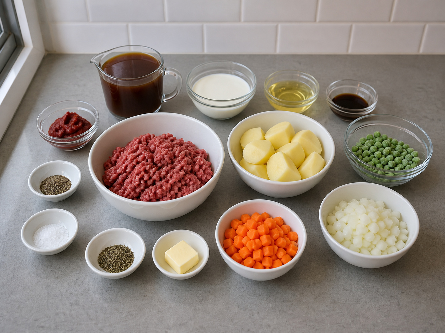 英式牛肉薯蓉批全部已量度材料