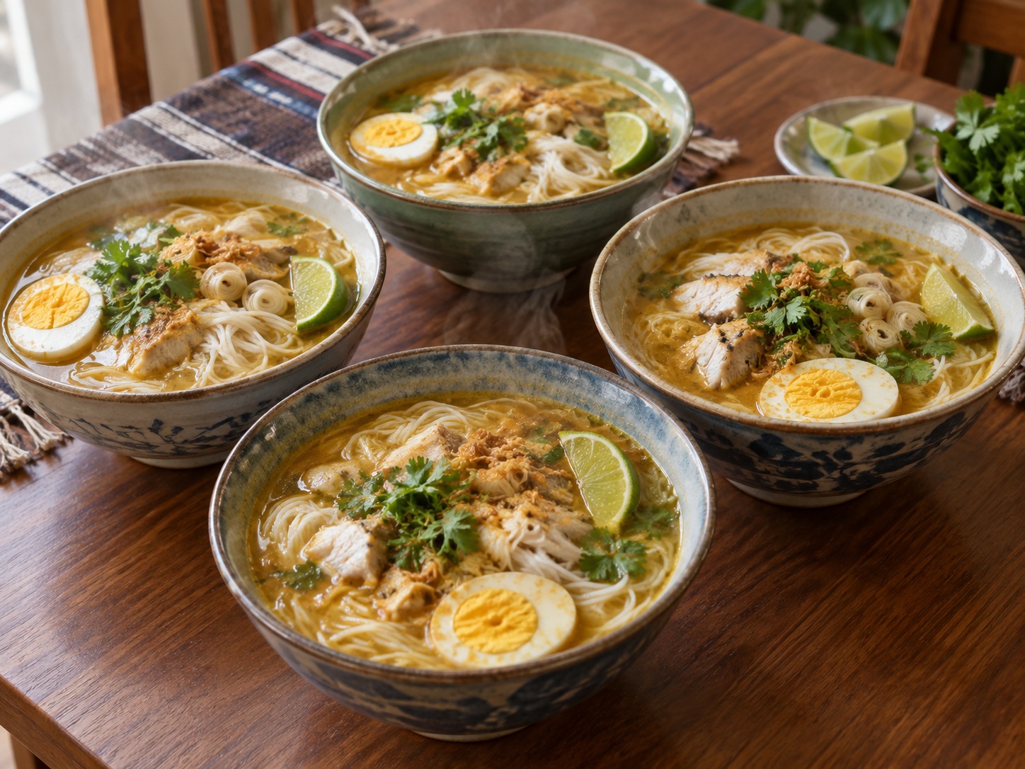 Burmese Mohinga Fish Rice Noodles — finished dish