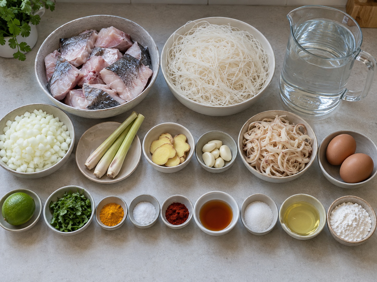 Burmese Mohinga Fish Rice Noodles — ingredients