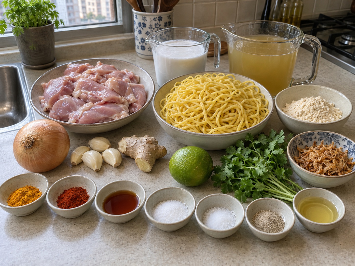 Burmese Coconut Chicken Noodles — mga sangkap