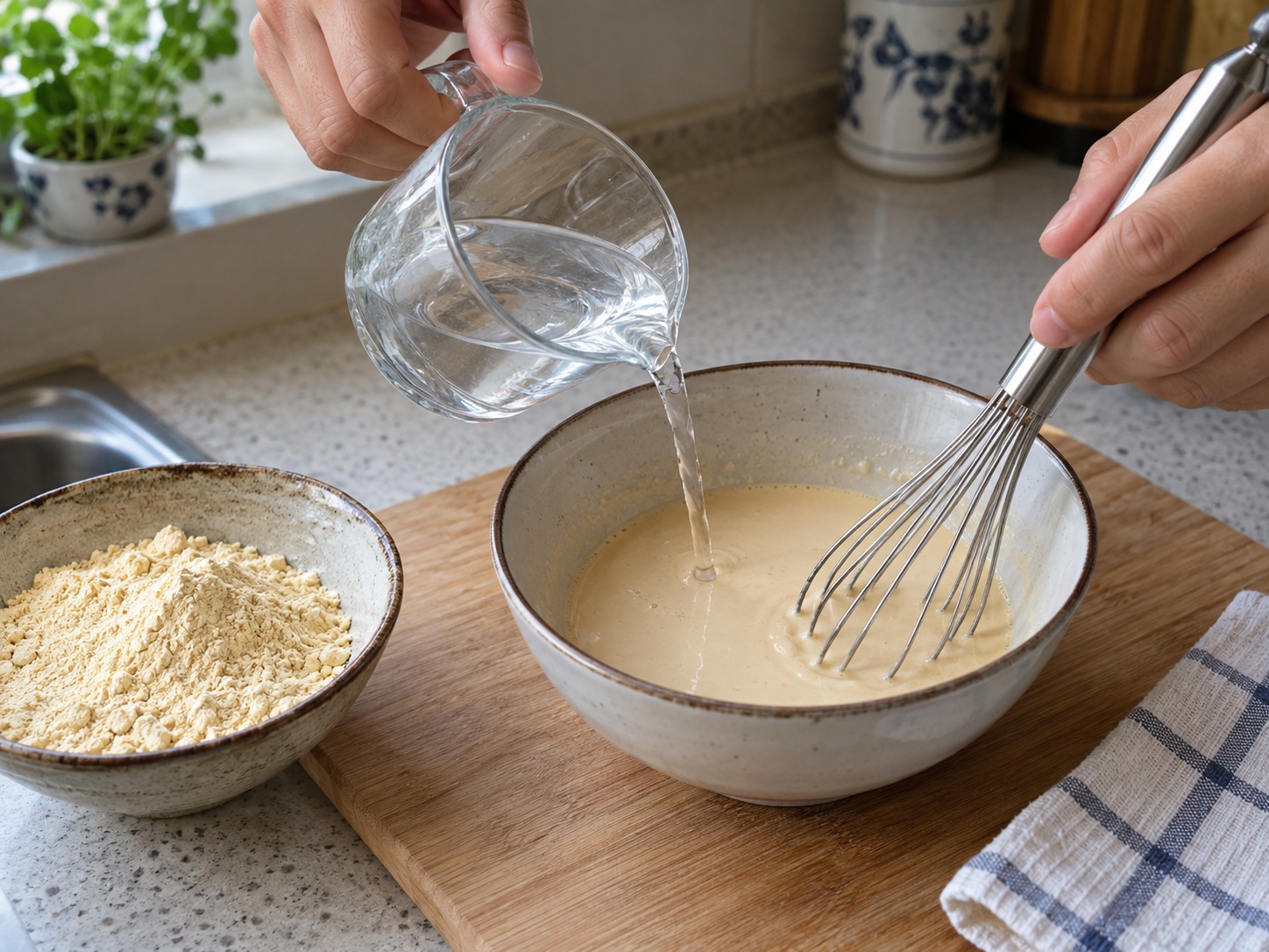 Burmese Coconut Chicken Noodles — Haluin ang chickpea slurry