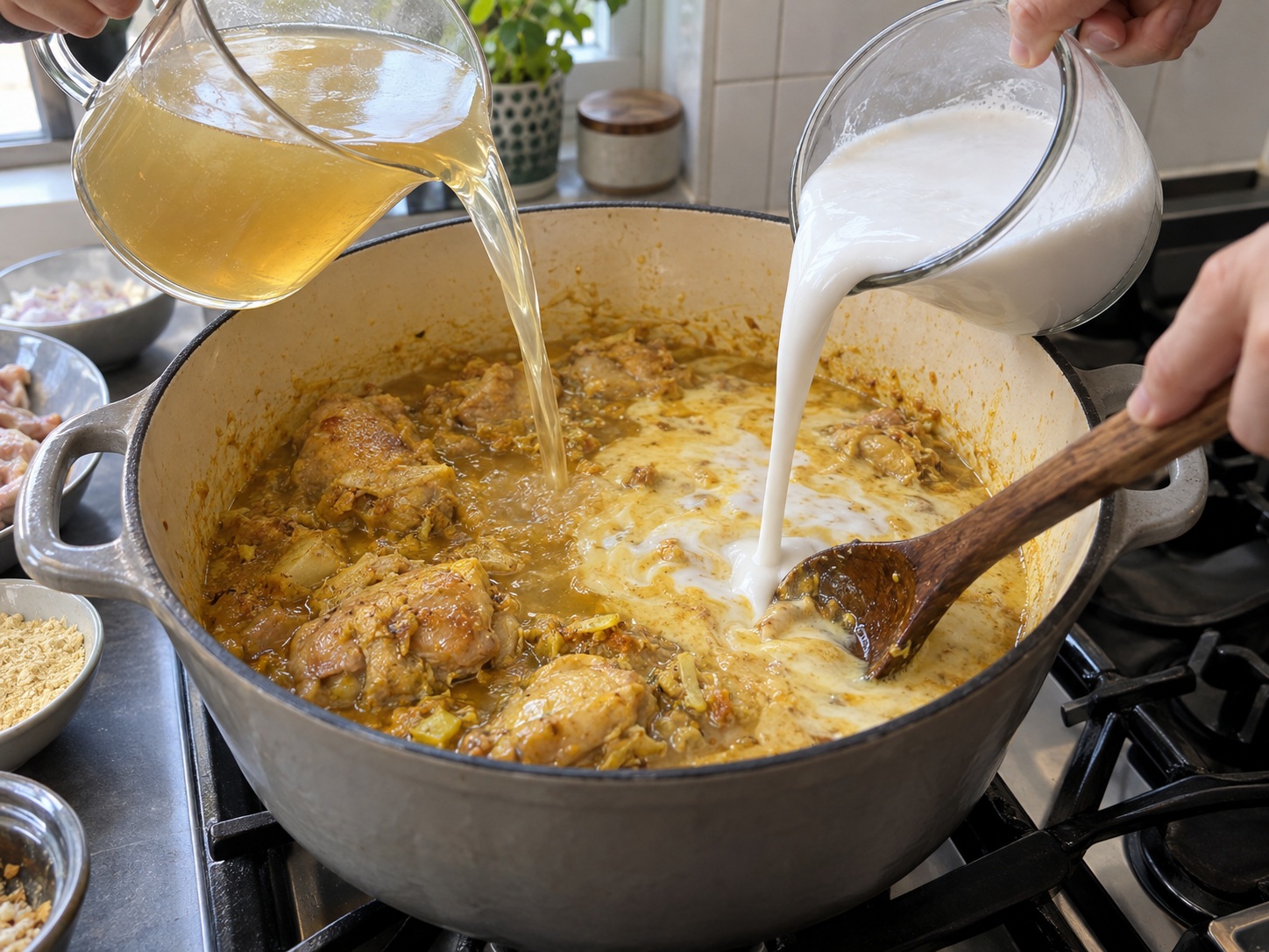 Burmese Coconut Chicken Noodles — Idagdag ang sabaw at gata