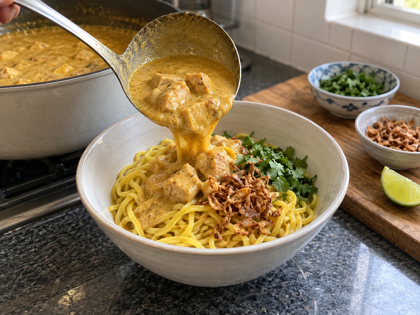 Burmese Coconut Chicken Noodles — Buuin ang coconut noodles