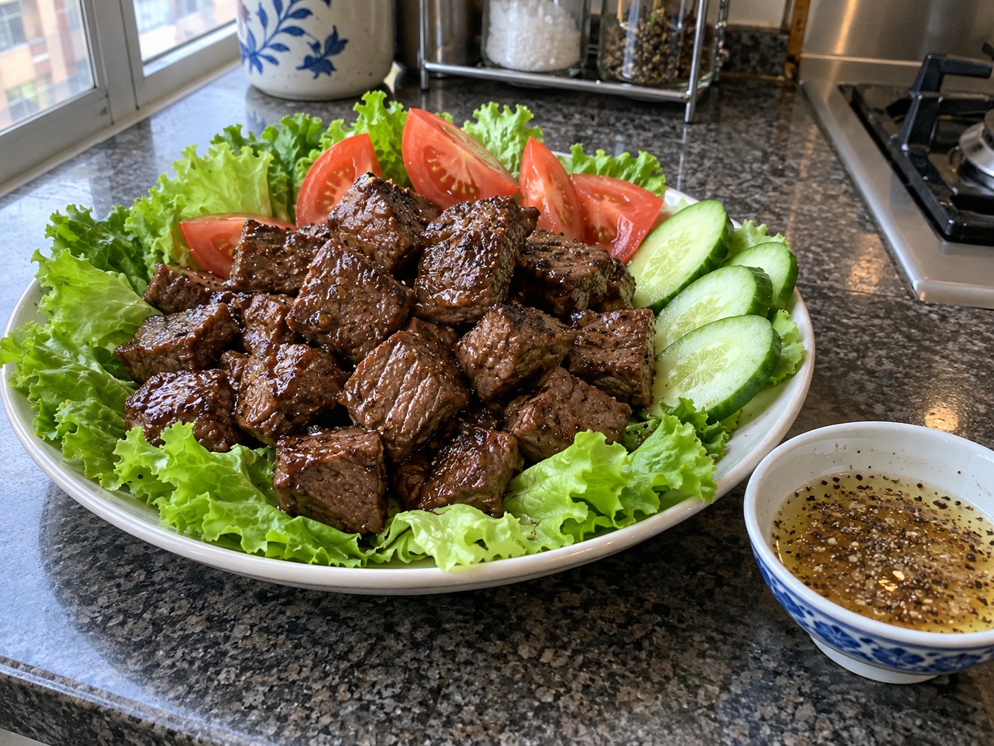 Lok Lak na Baka ng Cambodia — natapos na ulam